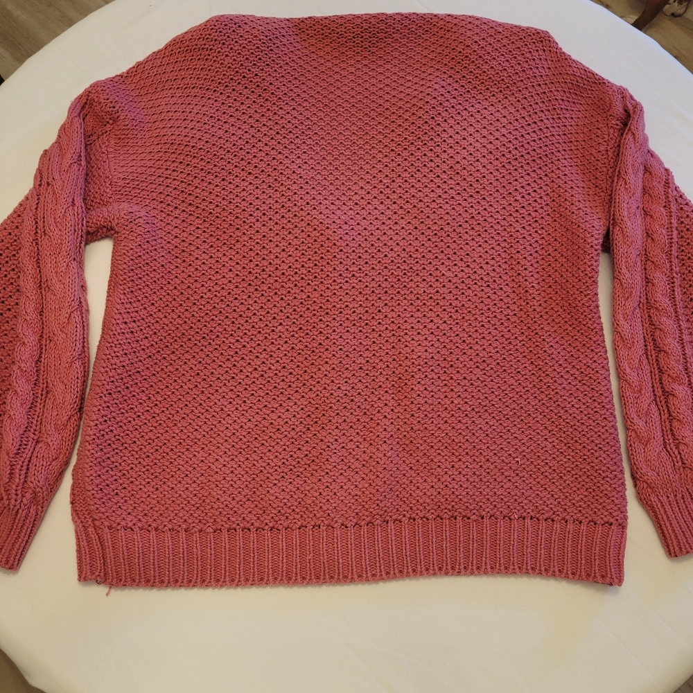 VINTAGE Cable Knit Cardigan| Women's Medium|Dusty Rose/Mauve - Picture 4 of 9
